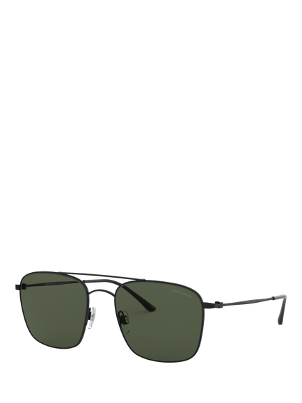 Giorgio Armani AR6080 Men's Square Sunglasses, Matte Black/Green, Matte Black/Green