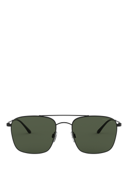 Giorgio Armani AR6080 Men's Square Sunglasses, Matte Black/Green - view 2, Matte Black/Green