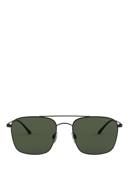 Giorgio Armani AR6080 Men's Square Sunglasses, Matte Black/Green - view 2, Matte Black/Green