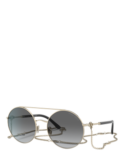 Giorgio Armani AR6135 Women's Round Sunglasses, Pale Gold/Grey Gradient, Pale Gold/Grey Gradient