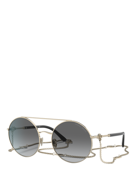 Giorgio Armani AR6135 Women's Round Sunglasses, Pale Gold/Grey Gradient, Pale Gold/Grey Gradient