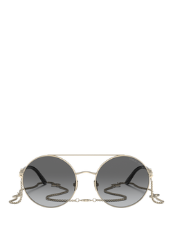 Giorgio Armani AR6135 Women's Round Sunglasses, Pale Gold/Grey Gradient - view 2, Pale Gold/Grey Gradient