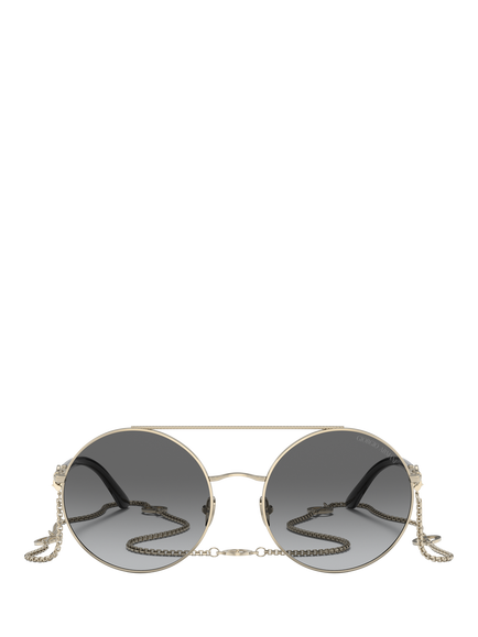Giorgio Armani AR6135 Women's Round Sunglasses, Pale Gold/Grey Gradient - view 2, Pale Gold/Grey Gradient