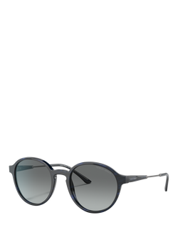 Giorgio Armani AR8160 Men's Oval Sunglasses, Striped Blue/Grey Gradient, Striped Blue/Grey Gradient