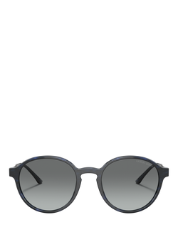 Giorgio Armani AR8160 Men's Oval Sunglasses, Striped Blue/Grey Gradient - view 2, Striped Blue/Grey Gradient