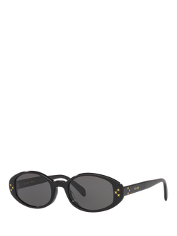 Celine CL000329 Women's Oval Sunglasses, Shiny Black/Grey, Shiny Black/Grey