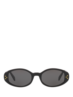 Celine CL000329 Women's Oval Sunglasses, Shiny Black/Grey - view 2, Shiny Black/Grey