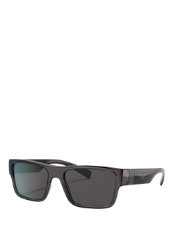 Dolce & Gabbana DG6149 Rectangular Sunglasses, Transparent Grey/Black, Transparent Grey/Black