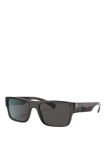 Dolce & Gabbana DG6149 Rectangular Sunglasses, Transparent Grey/Black, Transparent Grey/Black