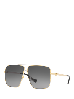 Gucci GC001815 Men's Aviator Sunglasses, Gold/Grey Gradient, Gold/Grey Gradient