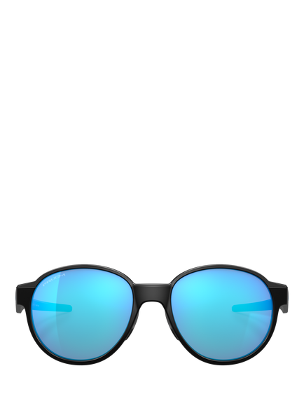 Oakley OO4144 Men's Round Sunglasses, Matte Black/Mirror Blue - view 2, Matte Black/Mirror Blue