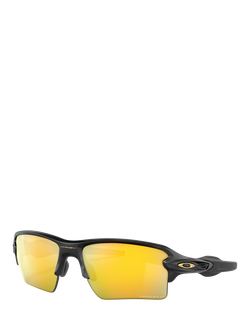 Oakley OO9188 Men's Polarised Wrap Sunglasses, Matte Black/Mirror Yellow, Matte Black/Mirror Yellow