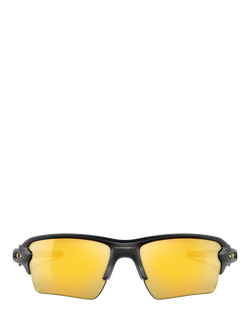 Oakley OO9188 Men's Polarised Wrap Sunglasses, Matte Black/Mirror Yellow - view 2, Matte Black/Mirror Yellow