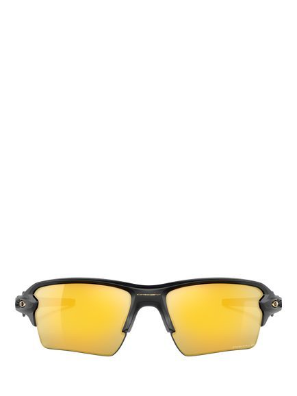 Oakley OO9188 Men's Polarised Wrap Sunglasses, Matte Black/Mirror Yellow - view 2, Matte Black/Mirror Yellow