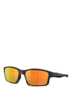 Oakley OO9247 Men's Rectangular Sunglasses, Matte Black/Mirror Orange