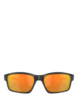 Oakley OO9247 Men's Rectangular Sunglasses - view 2, Matte Black/Mirror Orange