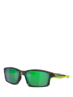 Oakley OO9247 Men's Rectangular Sunglasses, Grey Smoke/Mirror Green