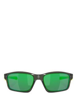 Oakley OO9247 Men's Rectangular Sunglasses - view 2, Grey Smoke/Mirror Green