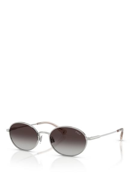 Ralph Lauren PH3162 Men's Oval Sunglasses, Silver/Grey, Shiny Silver/Grey Gradient