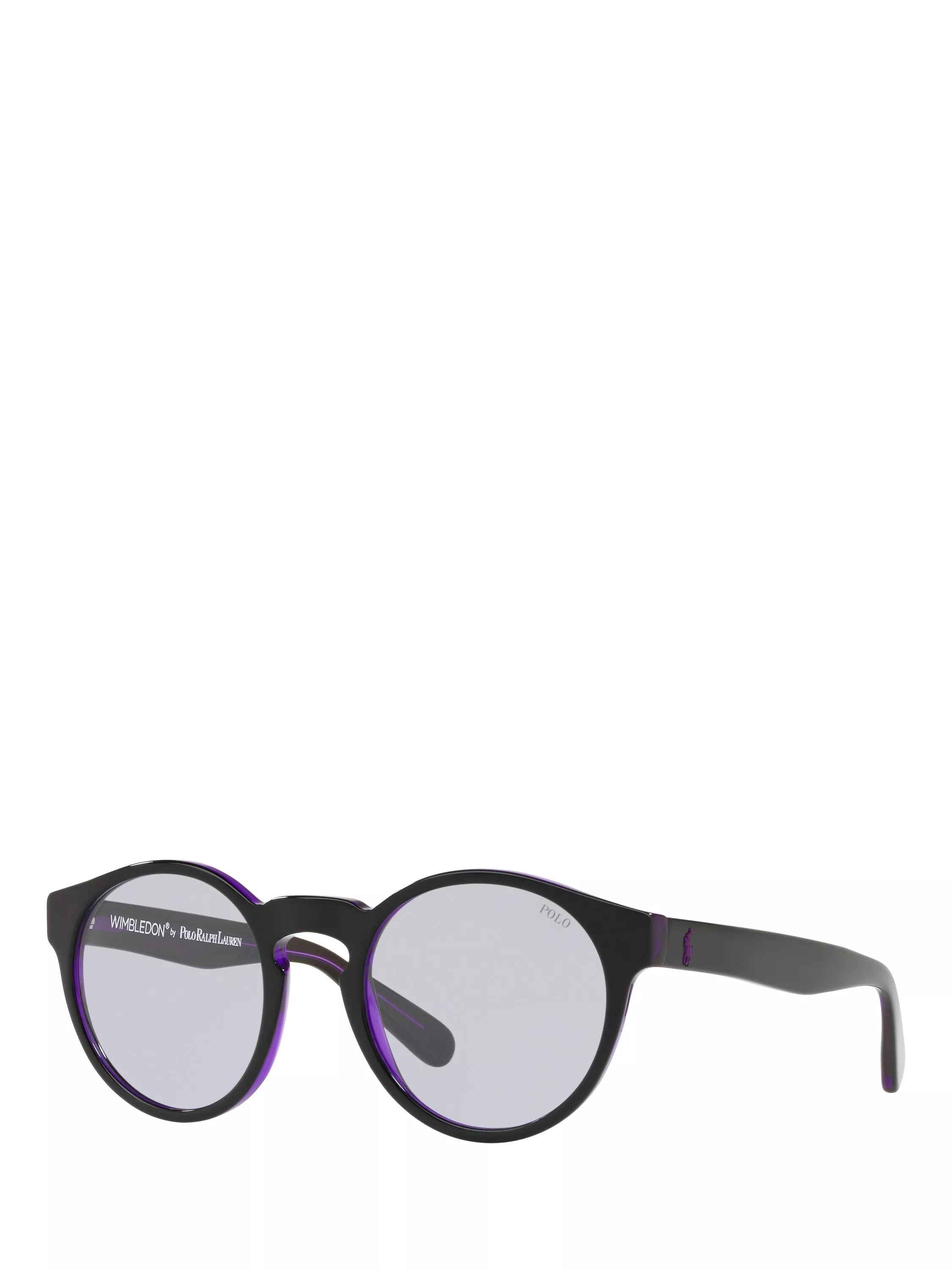 Polo Ralph Lauren PH4101 Men's Oval Sunglasses, Shiny Black On Purple/Lilac