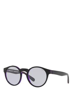 Polo Ralph Lauren PH4101 Men's Oval Sunglasses, Shiny Black On Purple/Lilac, Shiny Black On Purple/Lilac