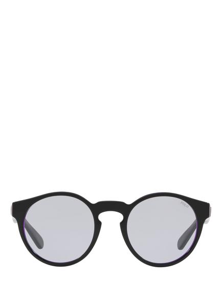 Polo Ralph Lauren PH4101 Men's Oval Sunglasses, Shiny Black On Purple/Lilac - view 2, Shiny Black On Purple/Lilac
