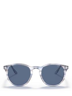 Polo Ralph Lauren PH4110 Men's Oval Sunglasses, Shiny Transparent Blue/Blue - view 2, Shiny Transparent Blue/Blue