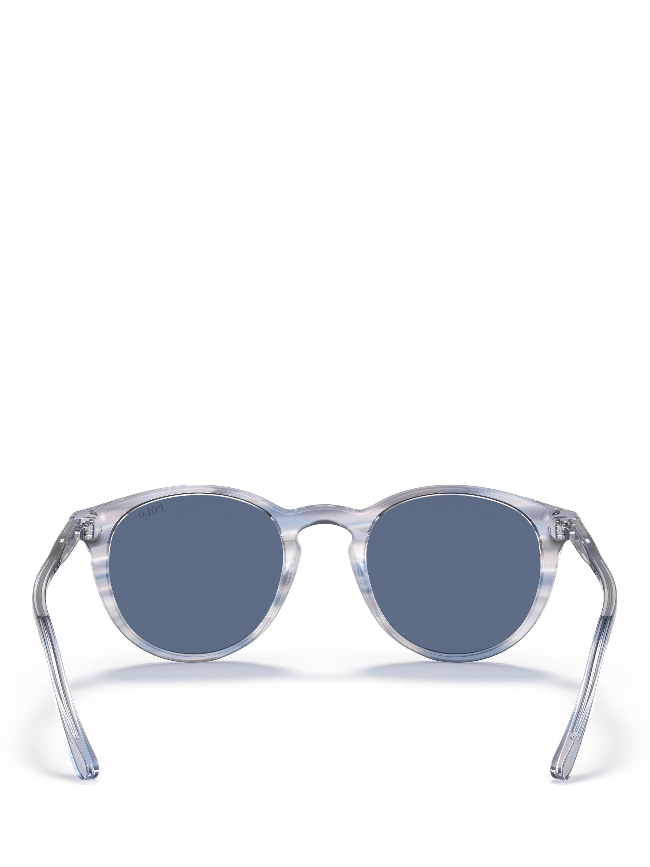 Polo Ralph Lauren PH4110 Men's Oval Sunglasses, Shiny Transparent