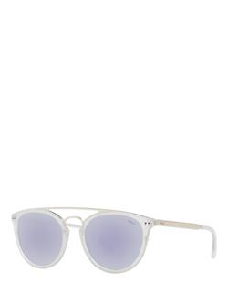Polo Ralph Lauren PH4121 Unisex Oval Sunglasses, Matte Crystal/Lilac