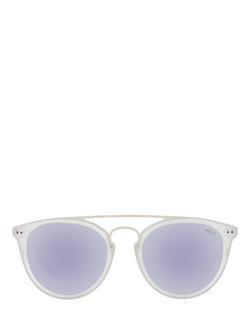 Polo Ralph Lauren PH4121 Unisex Oval Sunglasses - view 2, Matte Crystal/Lilac