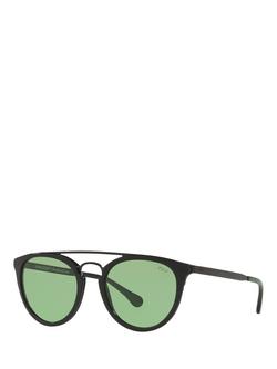 Polo Ralph Lauren PH4121 Unisex Oval Sunglasses, Shiny Black/Green