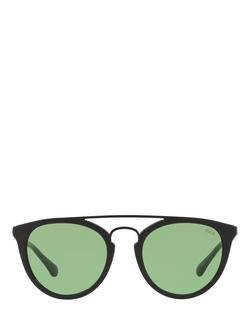 Polo Ralph Lauren PH4121 Unisex Oval Sunglasses - view 2, Shiny Black/Green