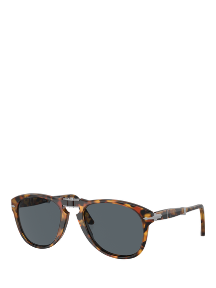Persol PO0714 Men's Aviator Sunglasses, Madre Terra/Blue, Madre Terra/Blue