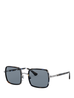 Persol PO2475S Men's Square Sunglasses, Blue Striped Grey/Blue, Blue Striped Grey/Blue