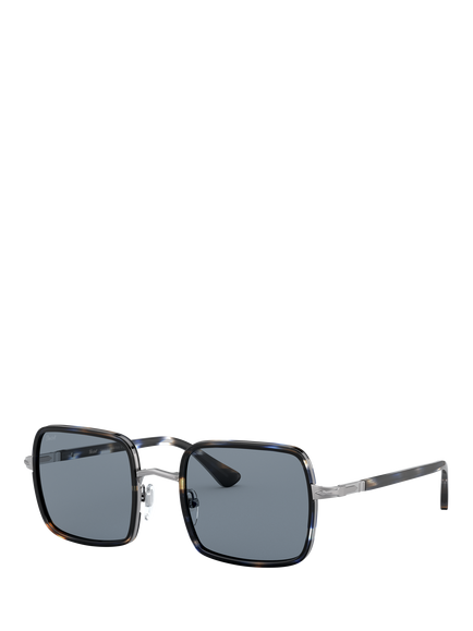 Persol PO2475S Men's Square Sunglasses, Blue Striped Grey/Blue, Blue Striped Grey/Blue