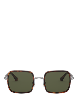 Persol PO2475S Men's Polarised Square Sunglasses, Havana/Green - view 2, Havana/Green