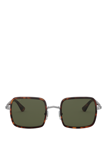 Persol PO2475S Men's Polarised Square Sunglasses, Havana/Green - view 2, Havana/Green