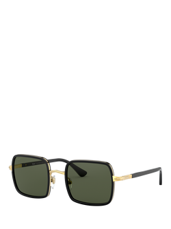 Persol PO2475S Men's Square Sunglasses, Black/Green, Black/Green