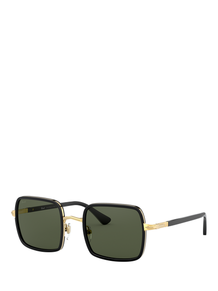 Persol PO2475S Men's Square Sunglasses, Black/Green, Black/Green