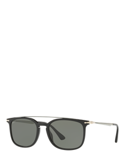 Persol PO3173S Men's Polarised Rectangular Sunglasses, Black/Grey, Black/Grey