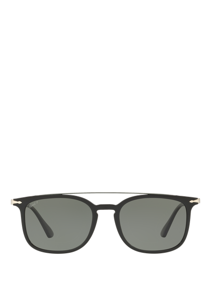 Persol PO3173S Men's Polarised Rectangular Sunglasses, Black/Grey - view 2, Black/Grey