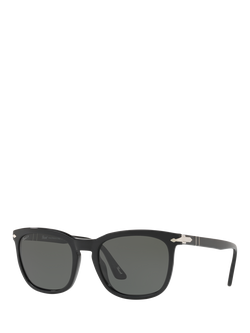 Persol PO3193S Men's Polarised Square Sunglasses, Black/Grey, Black/Grey