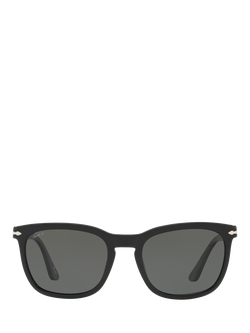 Persol PO3193S Men's Polarised Square Sunglasses, Black/Grey - view 2, Black/Grey
