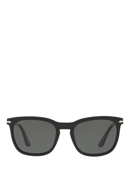 Persol PO3193S Men's Polarised Square Sunglasses, Black/Grey - view 2, Black/Grey