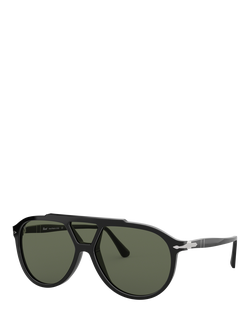 Persol PO3217S Men's Aviator Sunglasses, Black/Green, Black/Green