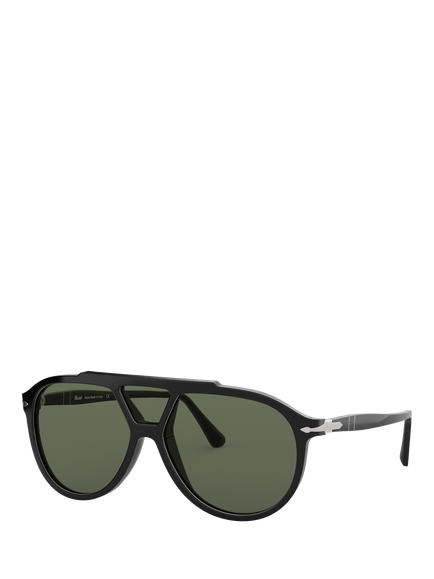 Persol PO3217S Men's Aviator Sunglasses, Black/Green, Black/Green