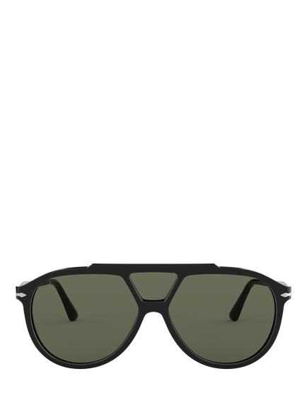 Persol PO3217S Men's Aviator Sunglasses, Black/Green - view 2, Black/Green