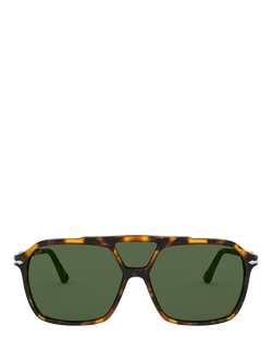 Persol PO3223S Men's Polarised Square Sunglasses, Madre Terra/Green - view 2, Madre Terra/Green