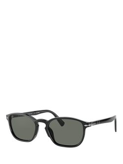 Persol PO3234S Men's Polarised Rectangular Sunglasses, Black/Grey, Black/Grey