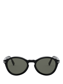 Persol PO3237S Men's Polarised Oval Sunglasses, Black/Grey - view 2, Black/Grey